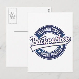 Cartão Postal logotipo da International Backpacker Word Traveler