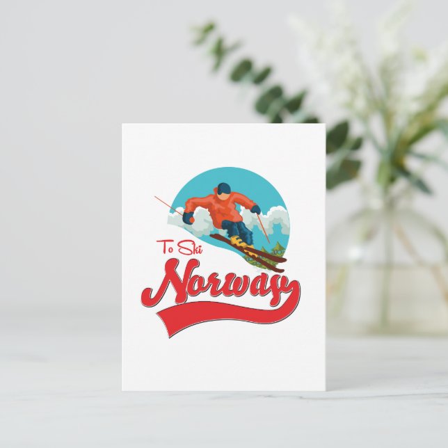 Cartão Postal logotipo da Norway to Ski. (Em pé/Frente)