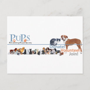 Cartão Postal Logotipo da PUPs com Cães e Gatos