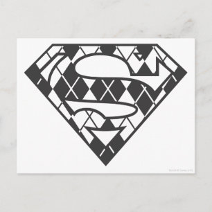 Cartão Postal Logotipo da Supergirl Black Argyle