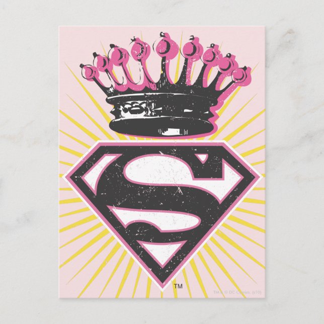 Cartão Postal Logotipo da Supergirl com Coroa (Frente)