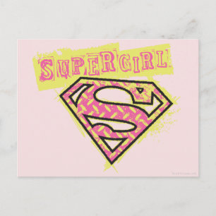Cartão Postal Logotipo da Supergirl Grunge rosa