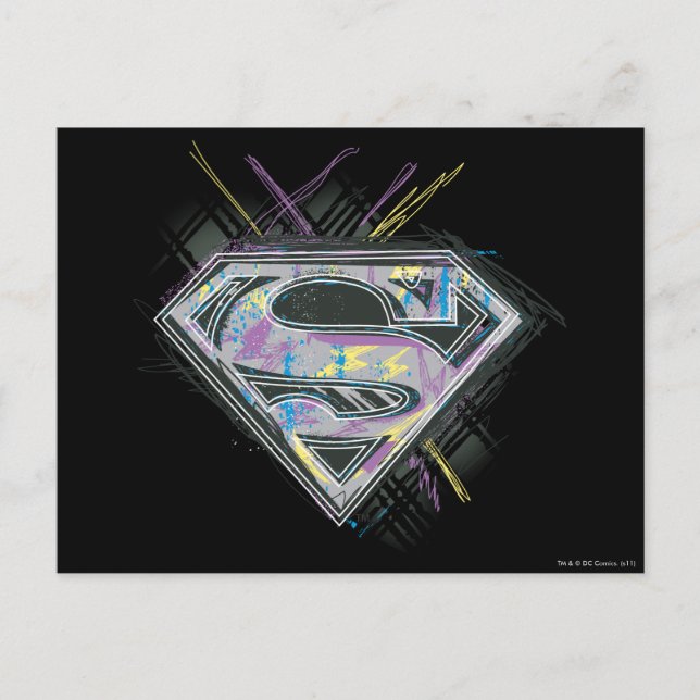 Cartão Postal Logotipo da Supergirl Scribbles (Frente)