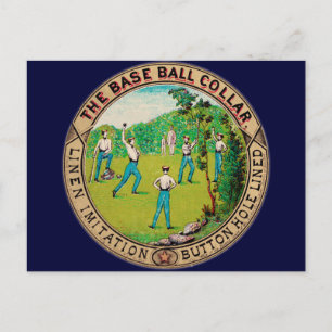 Cartão Postal Logotipo de Colar de Beisebol Vintage 1868