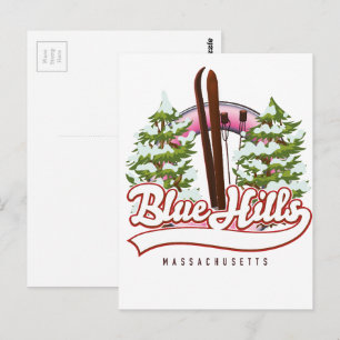 Cartão Postal logotipo de esqui Blue Hills Massachusetts