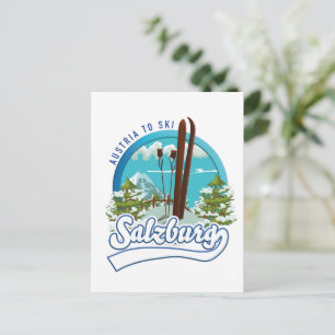 Cartão Postal Logotipo de esqui de Salzburgo Áustria.