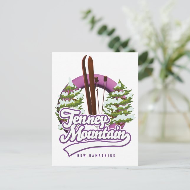 Cartão Postal Logotipo de esqui de Tenney Mountain (Em pé/Frente)