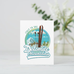 Cartão Postal logotipo de esqui montanhas Dolomitas Itália