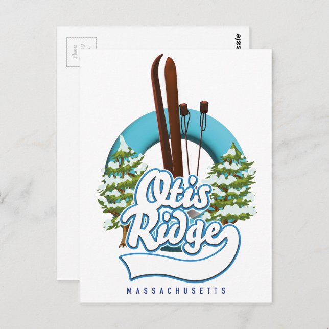 Cartão Postal logótipo de esqui Otis Ridge Massachusetts (Frente/Verso)