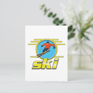 Cartão Postal Logotipo de esqui retrô anos 90