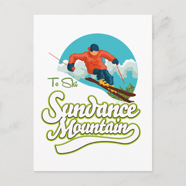 Cartão Postal Logotipo de esqui Sundance Mountain (Frente)