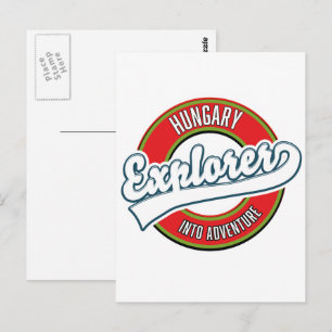Cartão Postal logotipo de explorador da Hungria em aventura