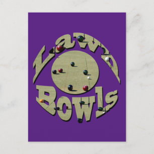 Cartão Postal Logotipo de imagem circular de bowls em gramado, 