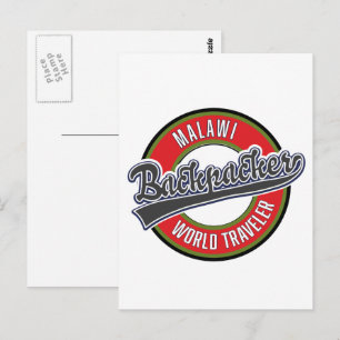 Cartão Postal logotipo de mochileiro viajante mundial do Zimbábu