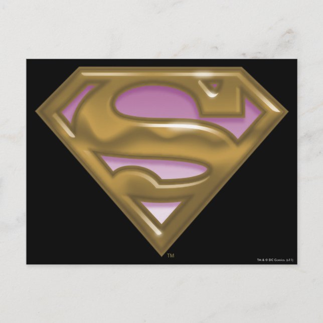 Cartão Postal Logotipo de Ouro da Supergirl (Frente)