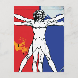 Cartão Postal Logotipo de Patch da Missão de Homem Vitruviano d