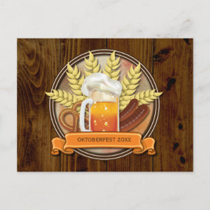 Cartão Postal Logotipo de salsicha de cerveja Oktoberfest