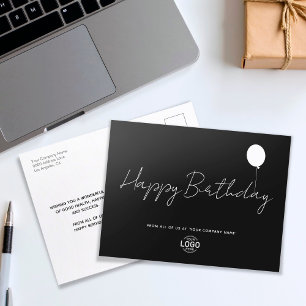 Cartão Postal Logotipo de script simples White Business - Aniver
