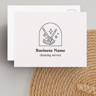 Cartão Postal Logotipo de Serviços de Limpeza de Casa Minimalist
