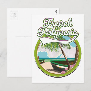 Cartão Postal logotipo de viagem da Polinésia Francesa.
