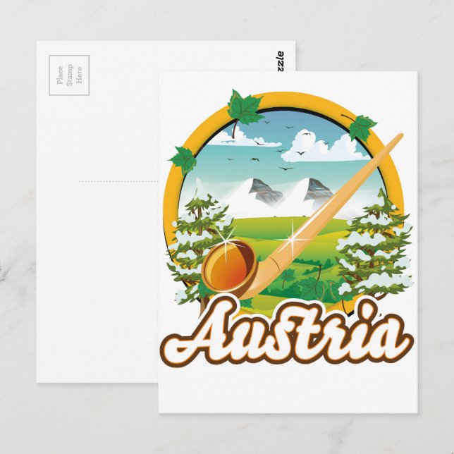 Cartão Postal logotipo de viagem retrô da Áustria (Frente/Verso)