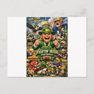 Cartão Postal Logotipo Divertido do Notre Dame Fighting Irish