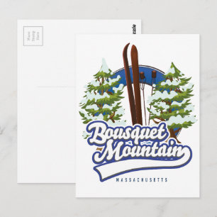 Cartão Postal logotipo do Bousquet Mountain Massachusetts Ski