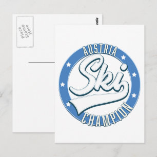 Cartão Postal logotipo do Campeão de Esqui da Áustria