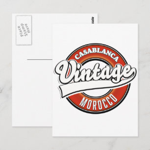 Cartão Postal Logotipo do Casablanca Marrocos Vintage