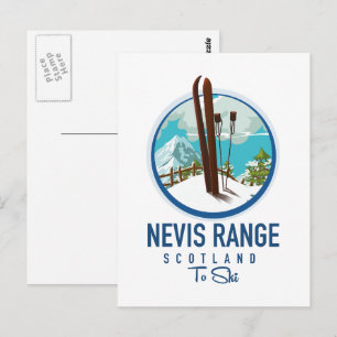Cartão Postal logotipo do Nevis Range escócia Esqui