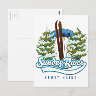 Cartão Postal logotipo do ski Sunday River Newry Maine