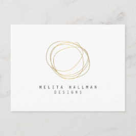 Cartão Postal Logotipo Dourado do Designer Mínimo e Moderno