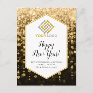 Cartão Postal Logotipo Dourado do feliz ano novo Sparkles