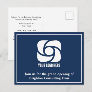 Cartão Postal Logotipo Empresarial de Publicidade da Empresa Azu