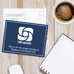 Cartão Postal Logotipo Empresarial de Publicidade da Empresa Azu