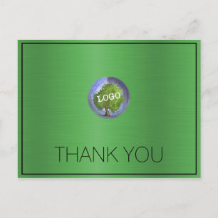 Cartão Postal Logotipo Empresarial Grama Verde Obrigado