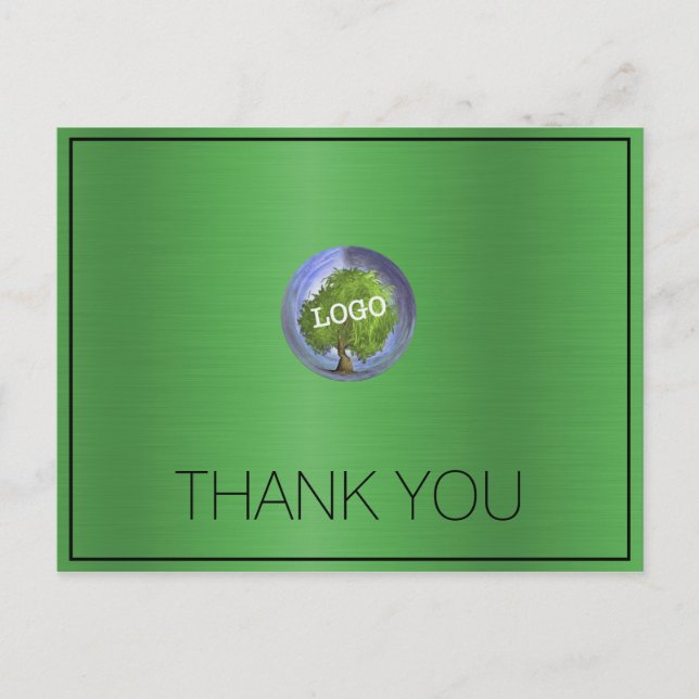 Cartão Postal Logotipo Empresarial Grama Verde Obrigado (Frente)