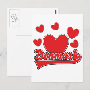 Cartão Postal Logotipo estilo vintage Ame a Dinamarca