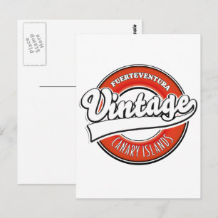 Cartão Postal logotipo estilo vintage Fuerteventura Espanha