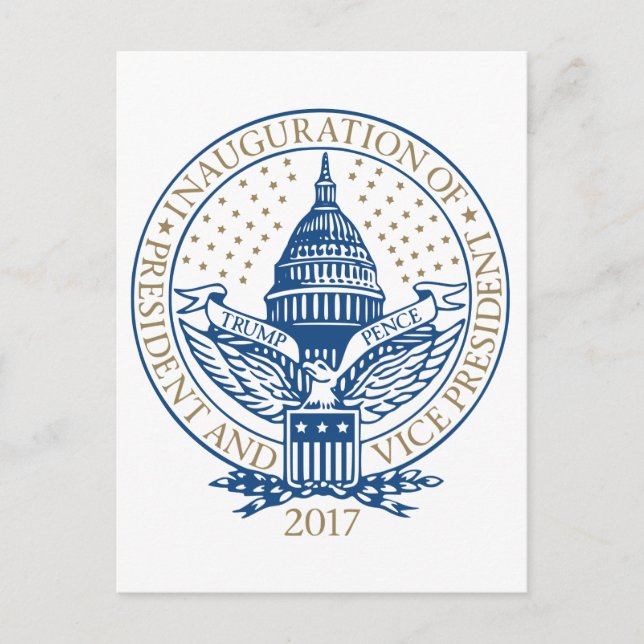Cartão Postal Logotipo inaugural do presidente Trump Pence (Frente)