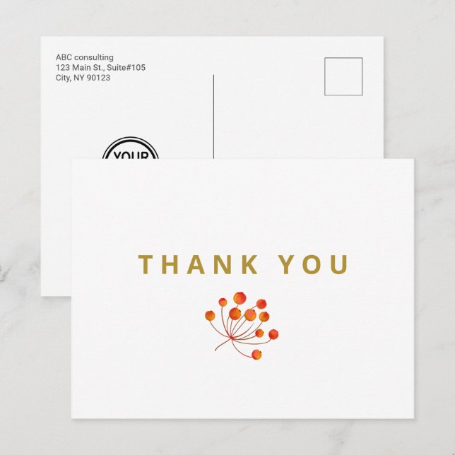 Cartão Postal Logotipo Personalizado da Empresa Agradecimento Ma (Frente/Verso)