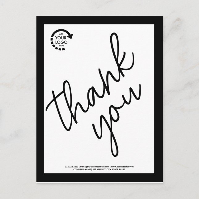 Cartão Postal Logotipo Personalizado Empresarial Moderno Preto (Frente)