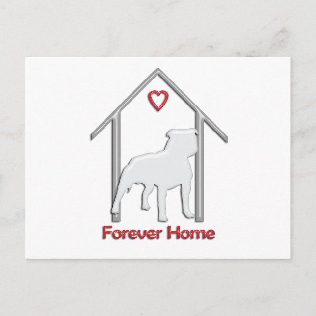 Cartão Postal Logotipo Pitbull Branco para sempre (Frente)