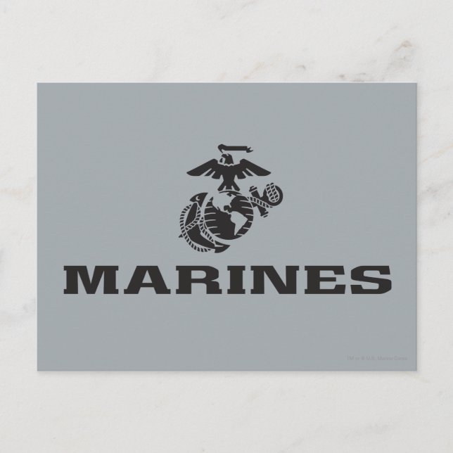 Cartão Postal Logotipo preto empilhado do USMC (Frente)