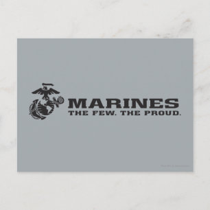 Cartão Postal Logotipo preto empilhado do USMC "Os poucos, os or