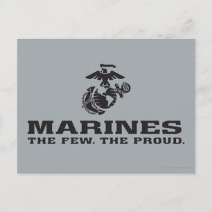 Cartão Postal Logotipo preto empilhado do USMC "Os poucos, os or