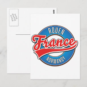 Cartão Postal Logotipo retrô de Rouen Normandy França
