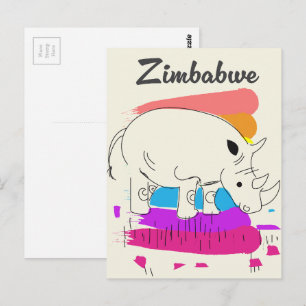 Cartão Postal logotipo retro viagem do Zimbábue