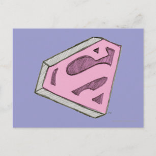 Cartão Postal Logotipo rosa de Supergirl esboçado