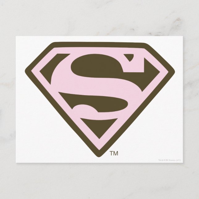 Cartão Postal Logotipo rosa e marrom supergirl (Frente)